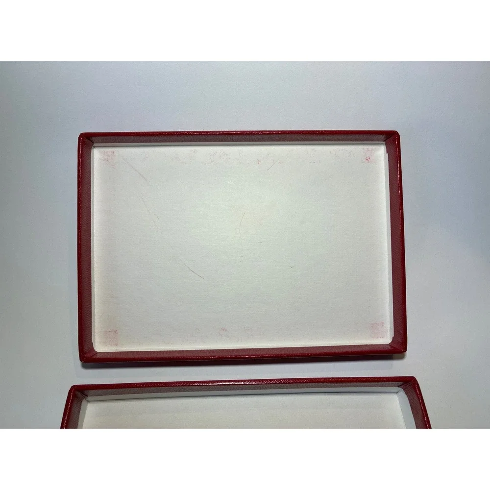 Cartier Classic Red Boardered Note Card Set-Complete Set of 10 Logo Embossed Box